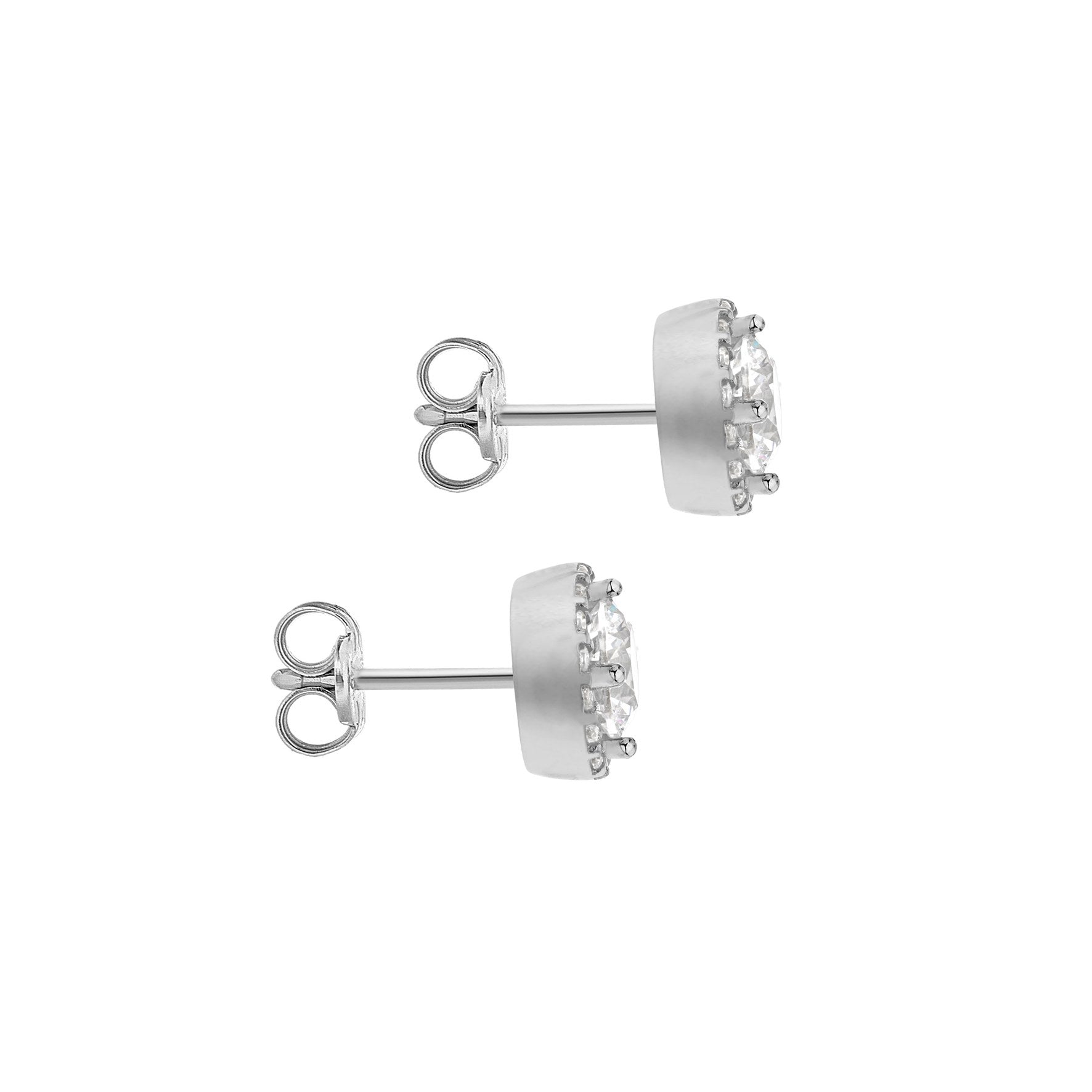 9ct White Gold CZ Halo Stud Earrings