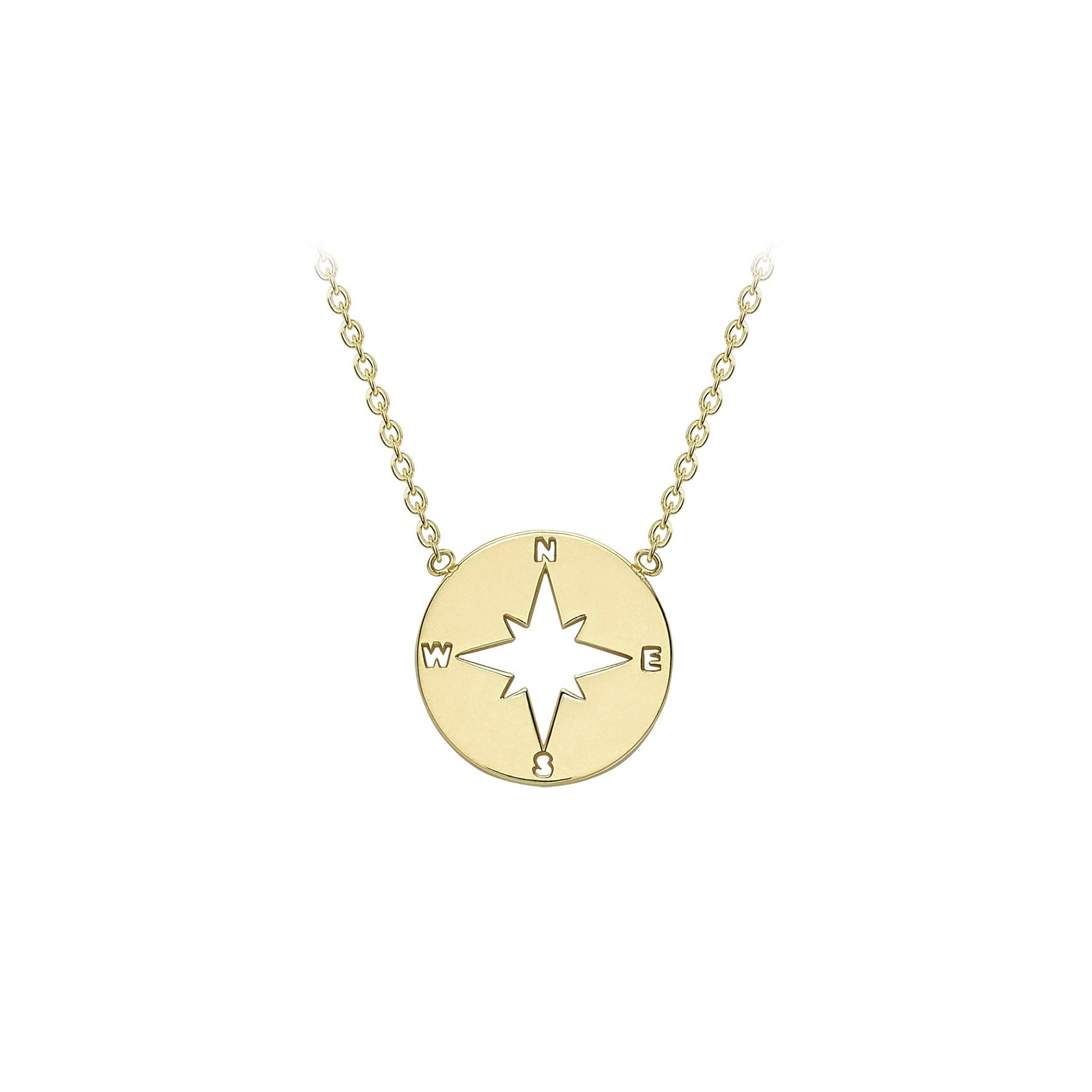 9ct Yellow Gold Compass & Belcher Chain Necklace