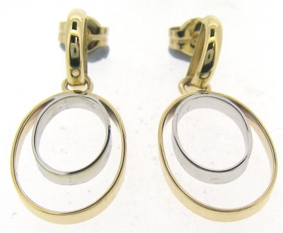9ct Yellow and White Gold Oval Drop Earrings