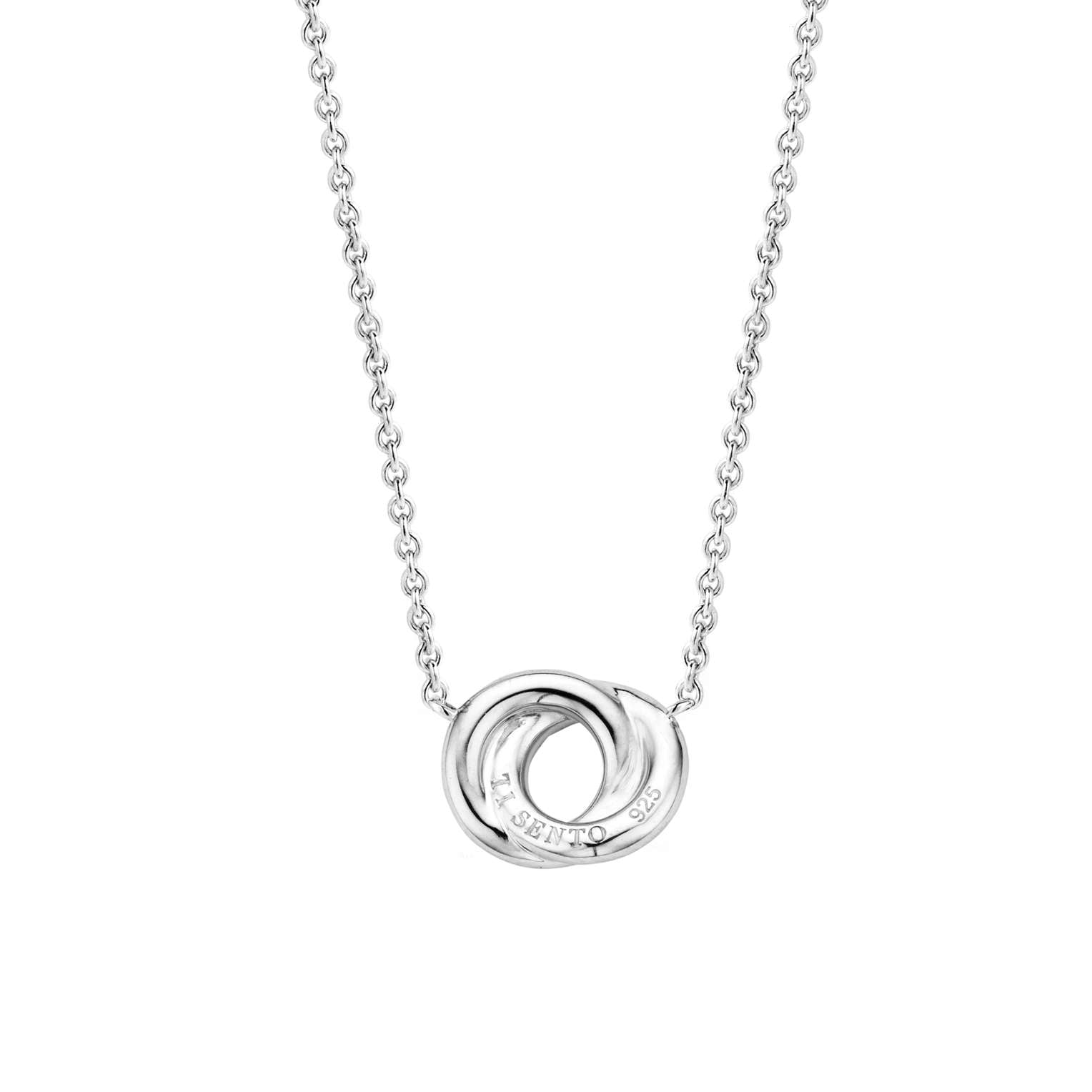 Ti Sento Sterling Silver & Cubic Zirconia Interlocking Circles Necklace 38-48cm