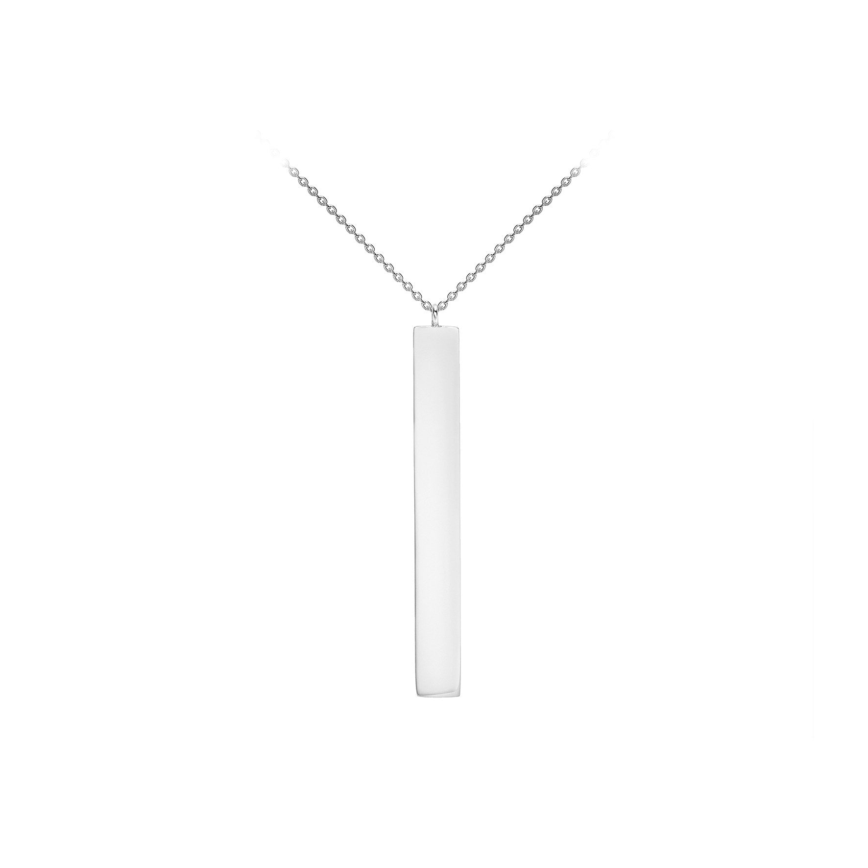 9ct White Gold Large Vertical Bar Pendant