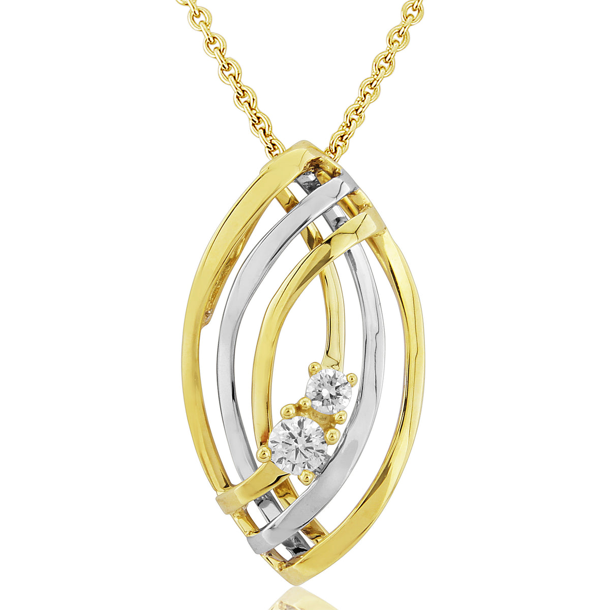 9ct Yellow and White Gold Diamond Marquise Pendant