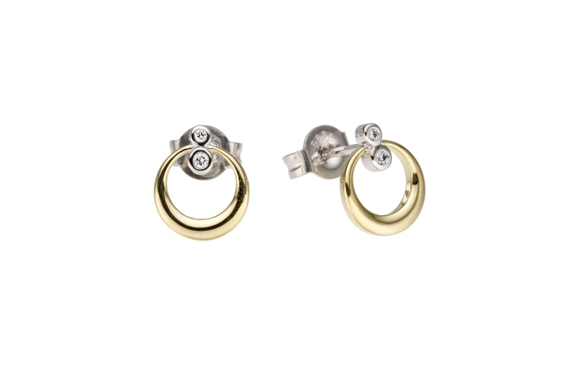 9ct Yellow & White Gold Diamond Stud Earrings