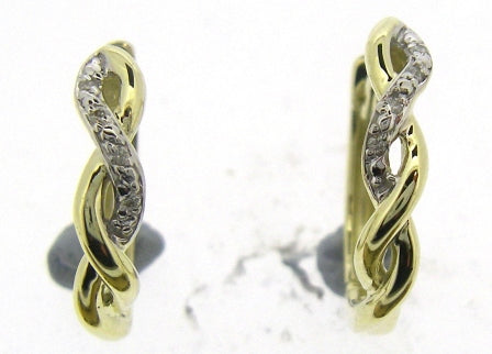 Elegant 9ct Yellow Gold Diamond Cut Leaf Hoop Earrings