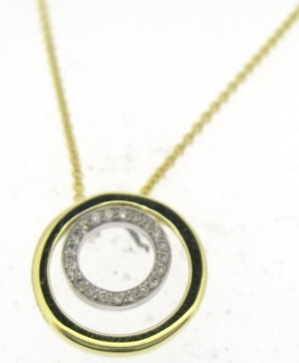 Two-Tone Diamond Double Circle Pendant
