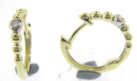 9ct Yellow Gold Diamond Hoop Earrings