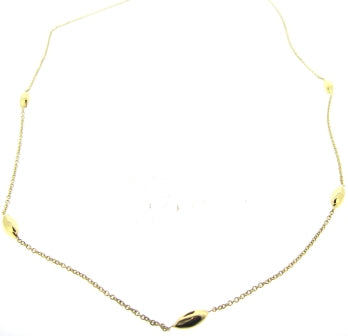 9ct Yellow Gold Polished Marquise Bead Station Necklace