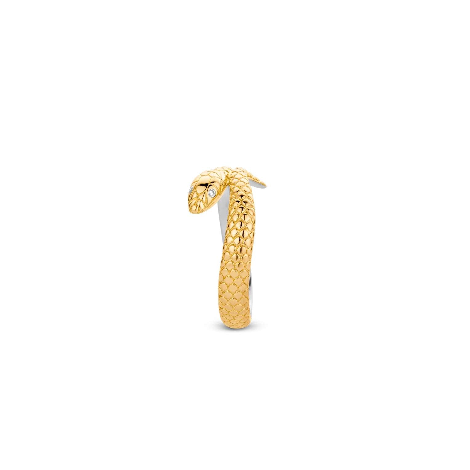Ti Sento Sterling Silver & Yellow Gold Plated Snake Ring (Size 56)