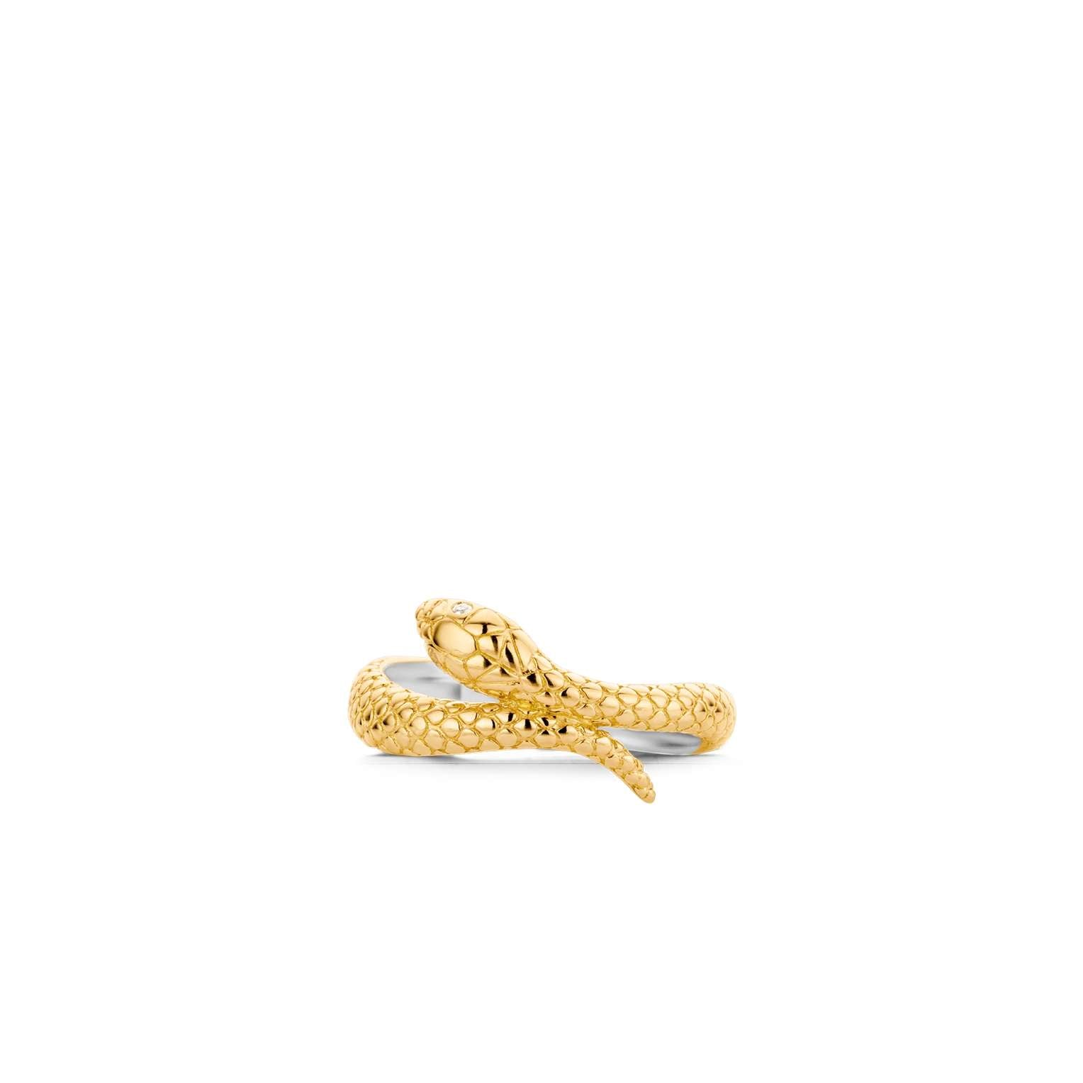 Ti Sento Sterling Silver & Yellow Gold Plated Snake Ring (Size 56)