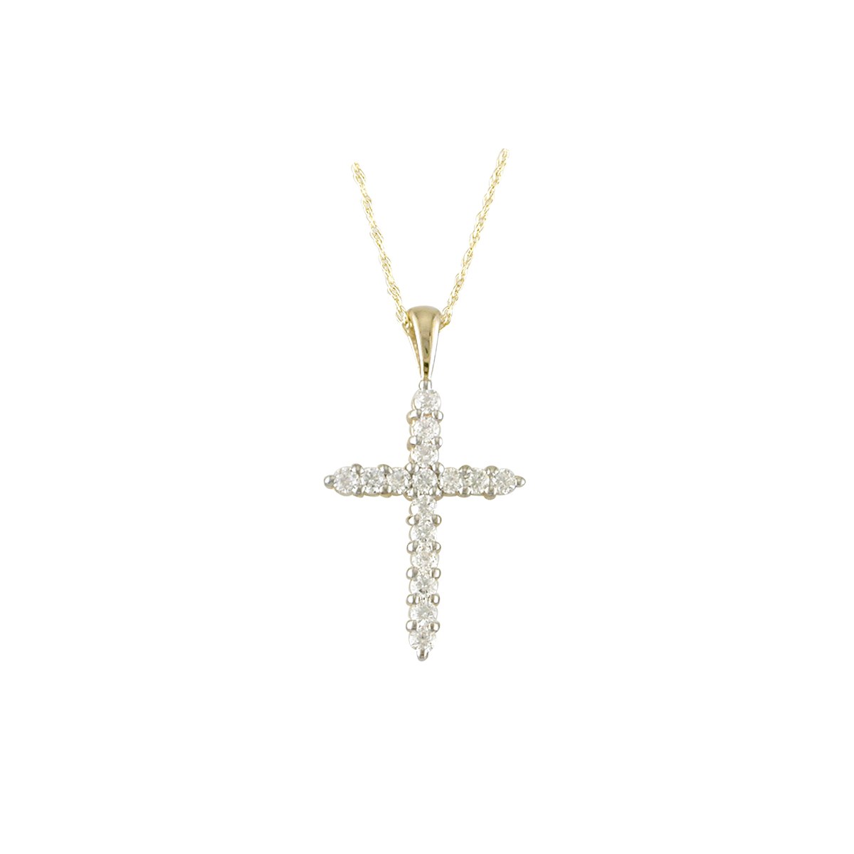 9ct Yellow Gold Cubic Zirconia Cross Pendant