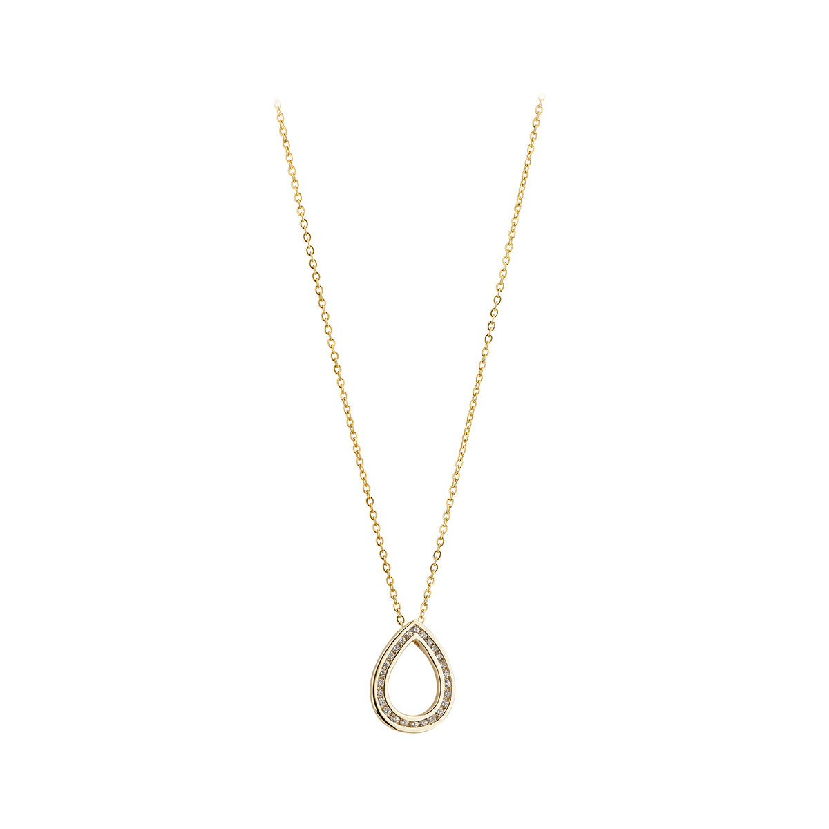 9ct Yellow Gold Cubic Zirconia Open Pear Shape Pendant