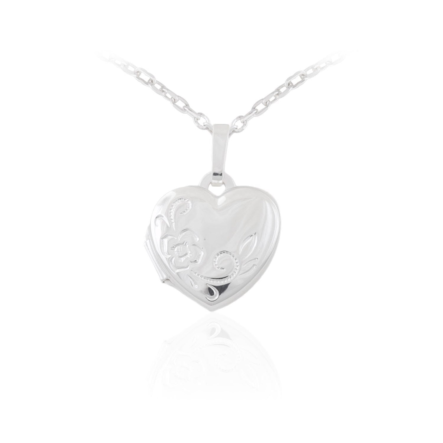 Sterling Silver Kids Heart Engraved Locket Pendant