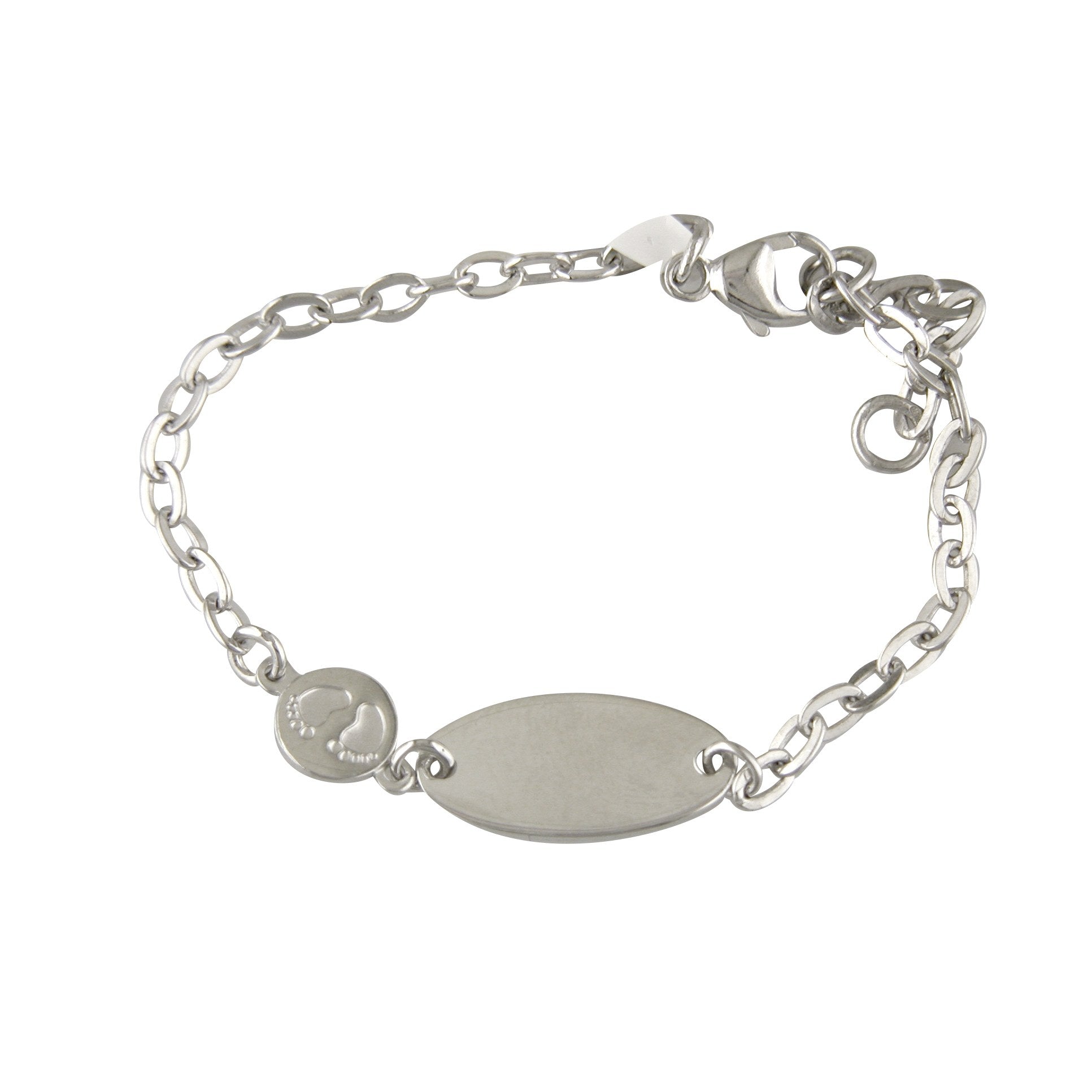 Sterling Silver Baby Feet ID Bracelet