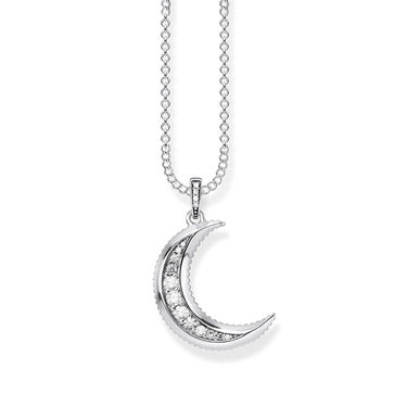 Thomas Sabo Sterling Silver Royalty Moon Pendant with Cubic Zirconia Necklace