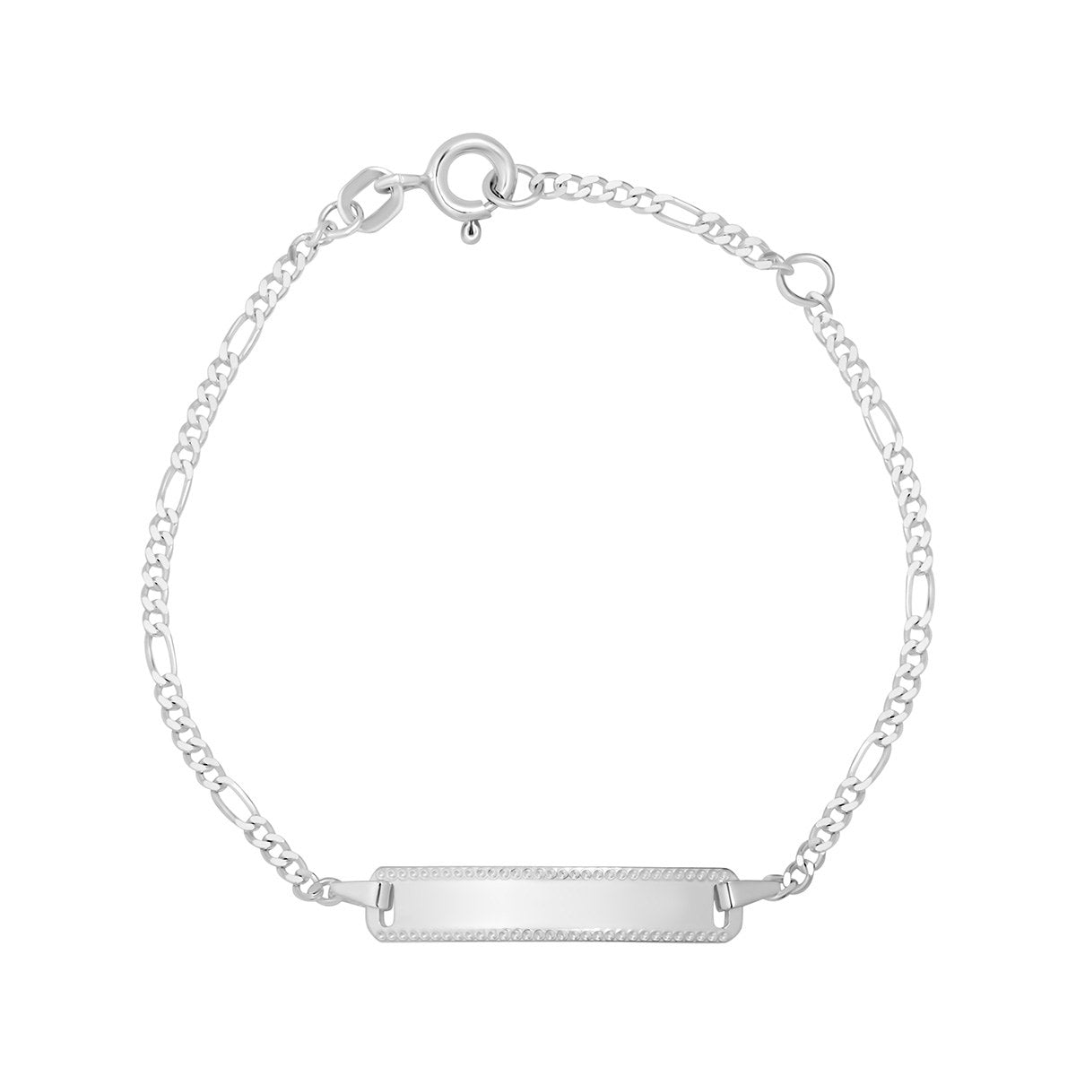 Sterling Silver Figro Diamond Cut Edge ID Bracelet - 6.5'