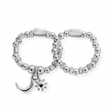 Sterling Silver Moon & Sun Set of 2 Rings