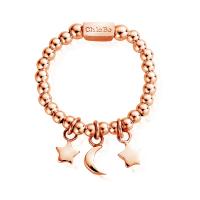 Sterling Silver Rose Gold Plated Triple Night Sky Ring