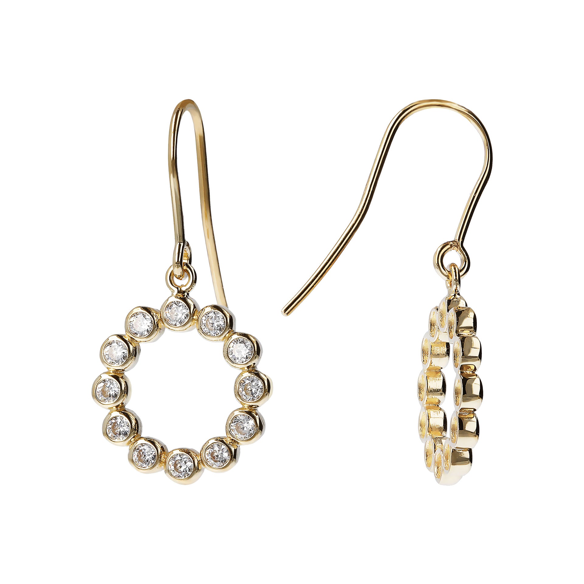 9ct Yellow Gold Oval Cubic Zirconia Earrings
