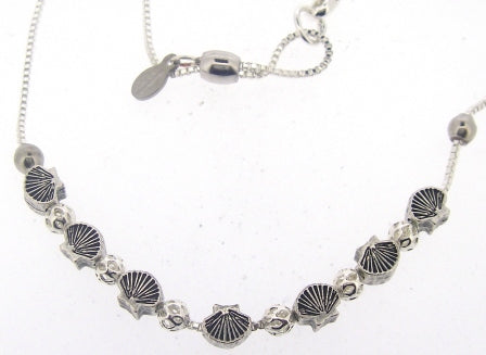 Seashell Anklet, Two Tone, Silver Bracelet