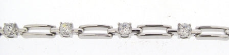 9ct White Gold Bar Link Cubic Zirconia Bracelet
