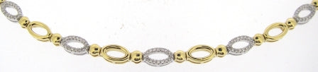 9ct Yellow Gold and White Gold Oval Open Link Cubic Zirconia Bracelet