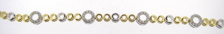 9ct Two-Tone Gold Round Open Link Cubic Zirconia Bracelet
