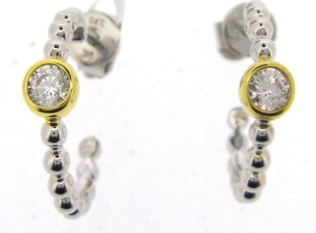 9ct Two-Tone Gold Cubic Zirconia Hoop Earrings
