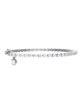 Diamondfire Sterling Silver CZ Claw Set Tennis Bracelet With Single CZ Drop 17-19cm