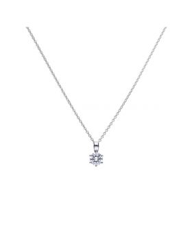 Diamondfire Sterling Silver CZ 6 Claw Pendant 1.00ct