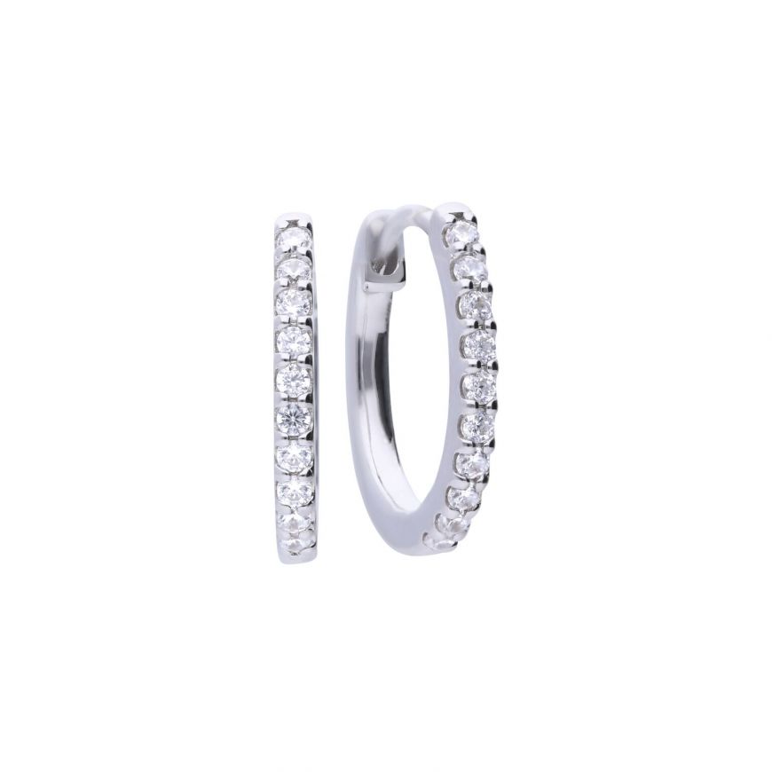 Diamondfire Sterling Silver Claw Set CZ Creole Hoop Earrings.
