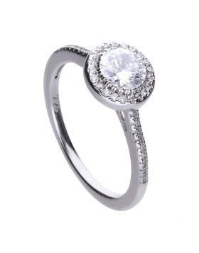 Diamondfire Sterling Silver CZ Halo Ring