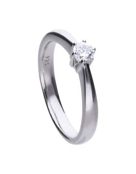 Diamondfire Sterling Silver CZ Solitaire Ring 0.25ct