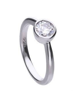Diamondfire Sterling Silver Rubover Solitaire Ring 1.00ct