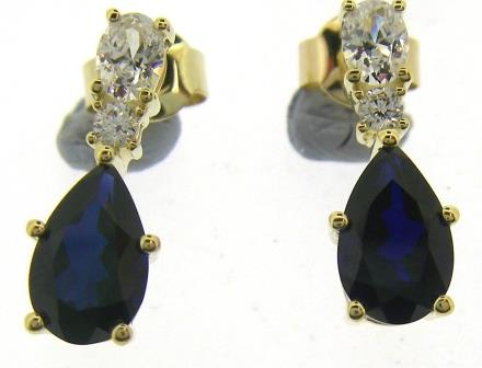9ct Yellow Gold Oval Cluster Opal and CZ Earrings