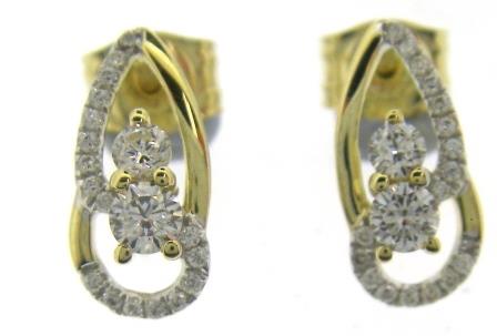 9ct Yellow Gold Cubic Zirconia Curved Bar Earrings