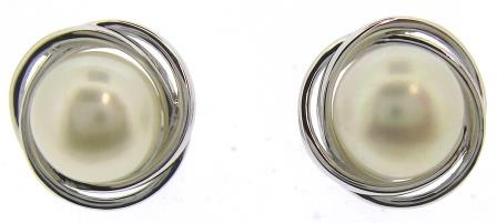 9ct White Gold Freshwater Bouton Pearl Stud Earrings