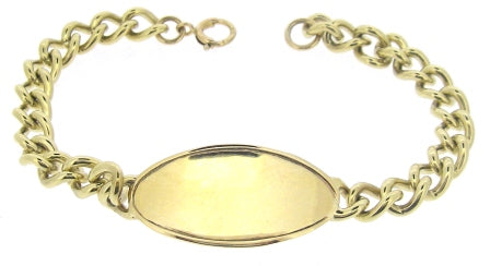 Vintage 9ct Yellow Gold Oval Centre Disc ID Bracelet