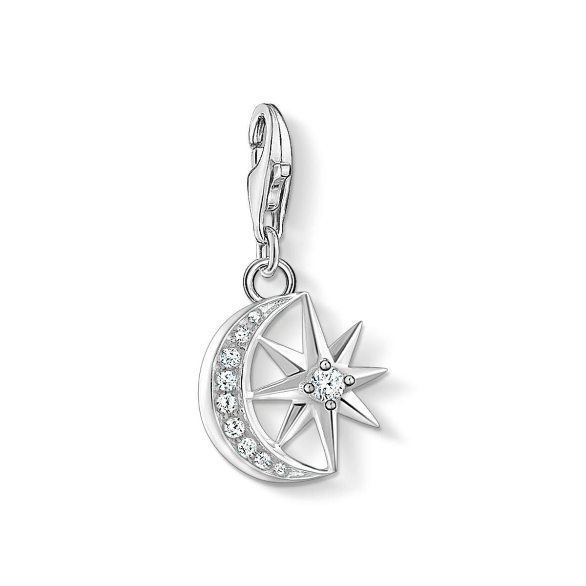 Thomas Sabo Sterling Silver CZ Moon and Star Charm