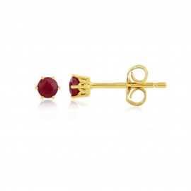 9ct Yellow Gold Synthetic Ruby & Cubic Zirconia Cluster Earrings