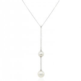 Elegant 9ct White Gold Double Pearl Drop Pendant