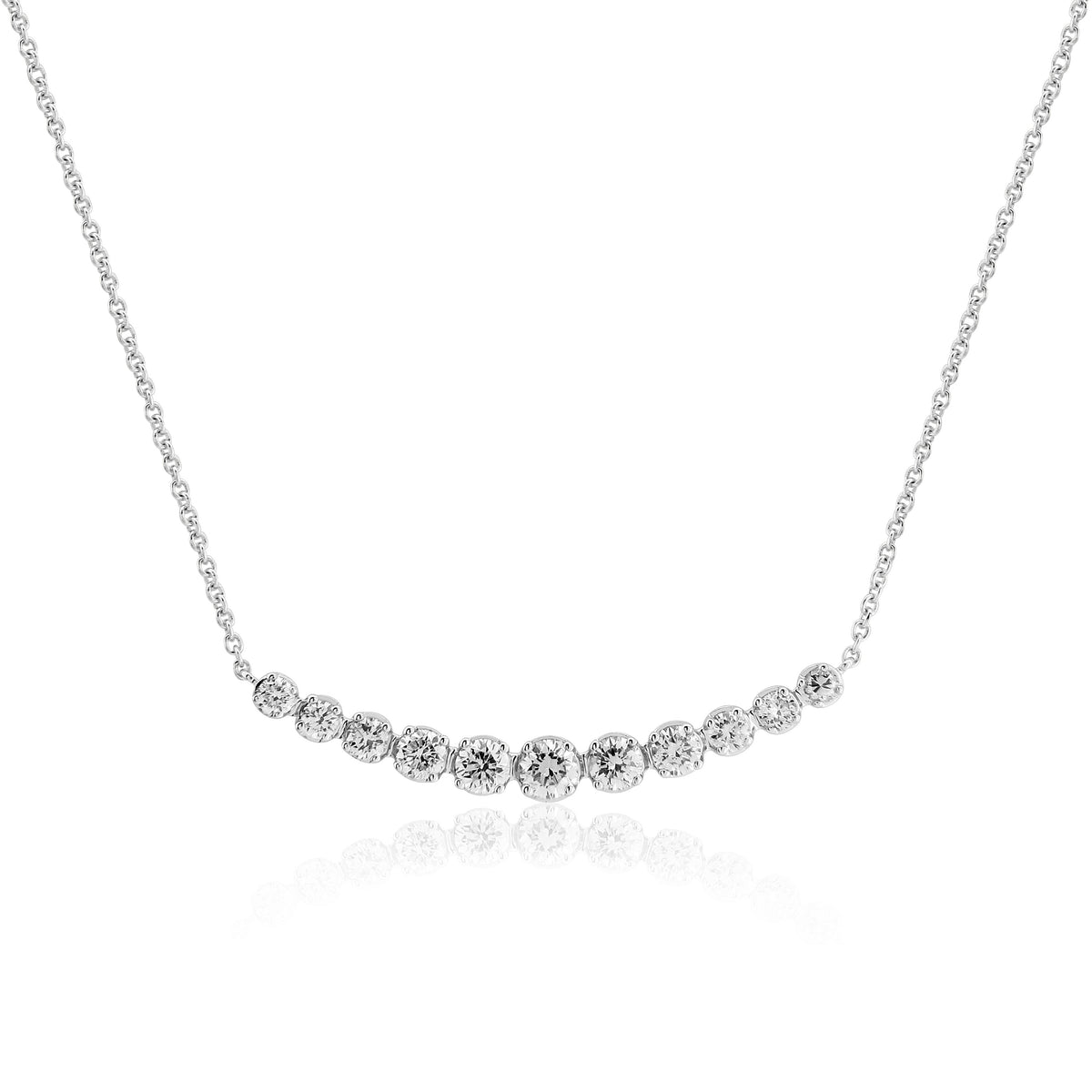 18ct White Gold 11 Round Brilliant Curved Diamond Pendant