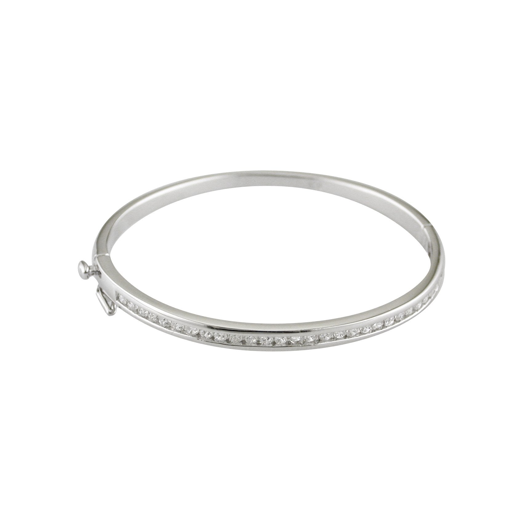 Sterling Silver Cubic Zirconia Channel Set Baby Bangle