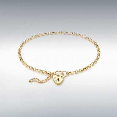 9ct Yellow Gold Round Belcher And Padlock Bracelet