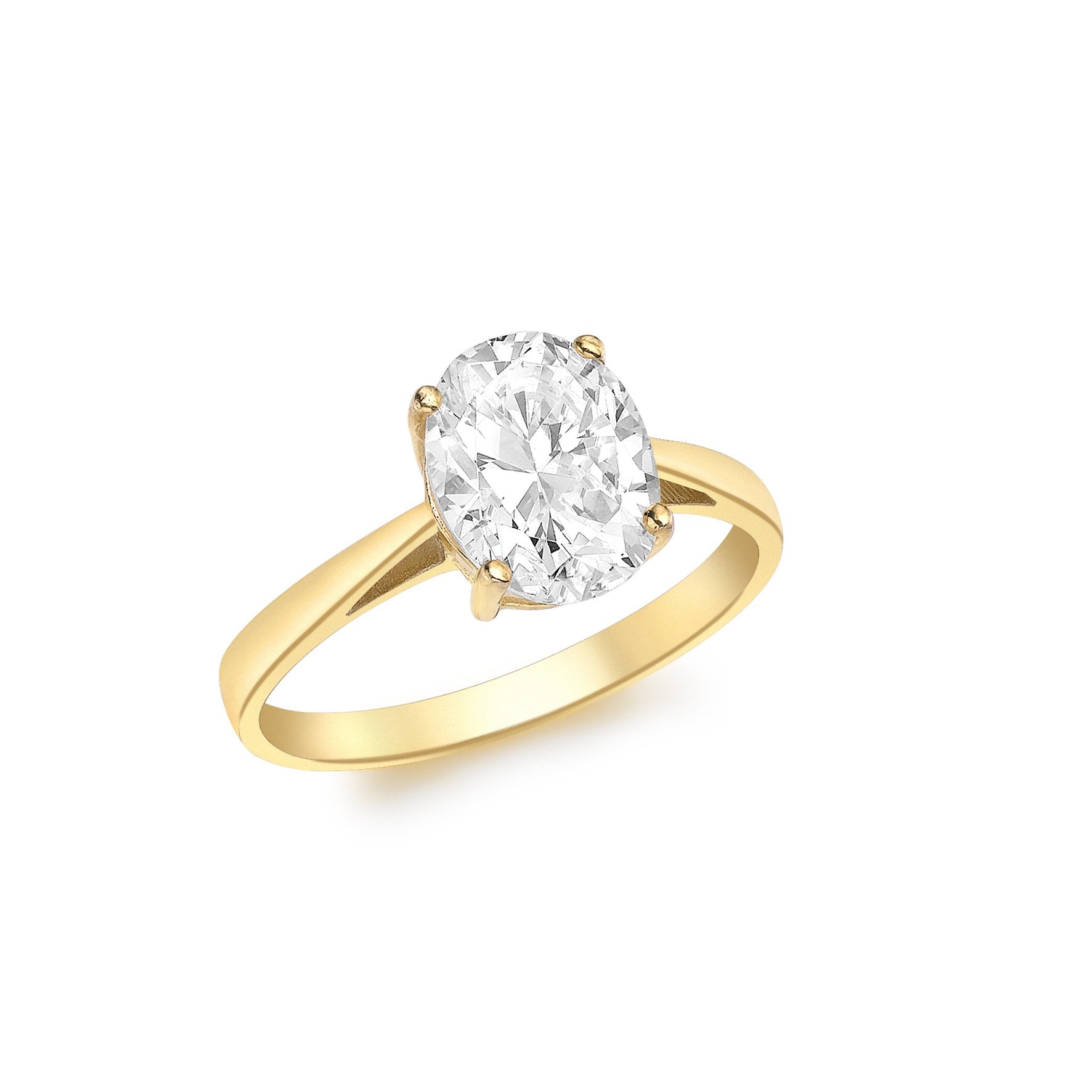 9ct Yellow Gold Oval Cubic Zirconia Solitaire Ring