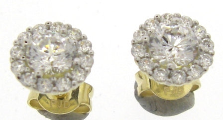9ct Yellow Gold CZ Cluster Earrings