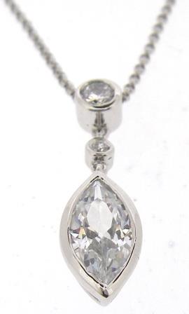 Elegant 9ct White Gold Marquise Cubic Zirconia Pendant