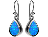 Sterling Silver Synthetic Blue Opal Drop Earrings