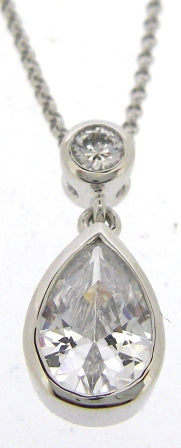 9ct White Gold Pear Shaped Cubic Zirconia Pendant