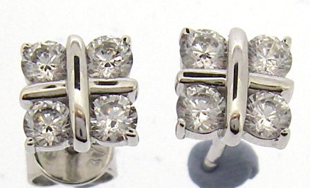 Elegant 9ct White Gold Cubic Zirconia Crosses Stud Earrings