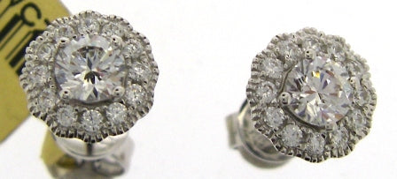 9ct White Gold Cubic Zirconia Cluster Earrings